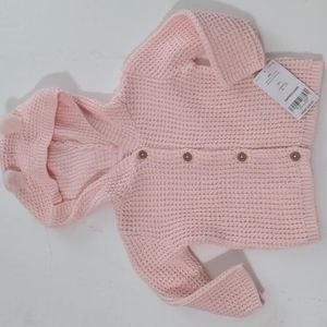 Carter's Baby Girl Soft Hooded Pink Sweater. Size 6 Months NWT